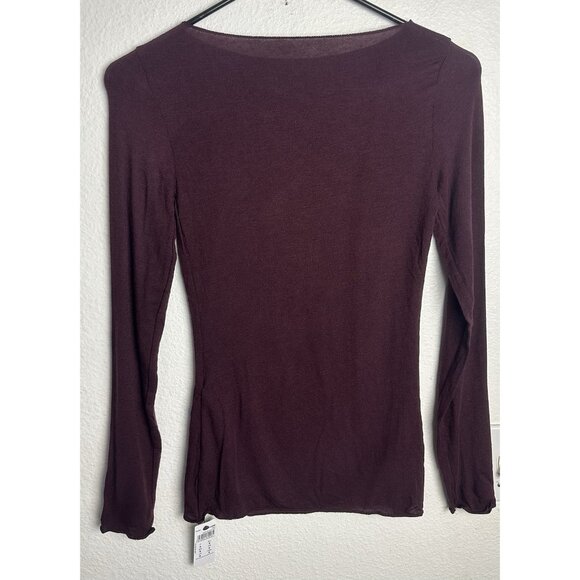 Intimissimi Ultralight with Cashmere Boat Neck Top Dark Burgundy Size S NWT - Picture 12 of 12